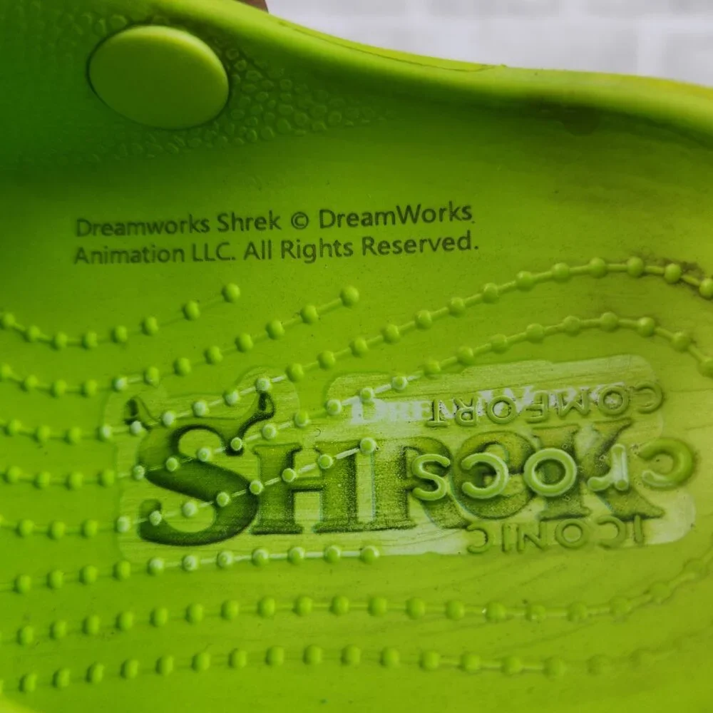 Crocs x Dream Works Shrek Classic Clogs Kids Size 13 Lime Green Ears Shoe Casual
